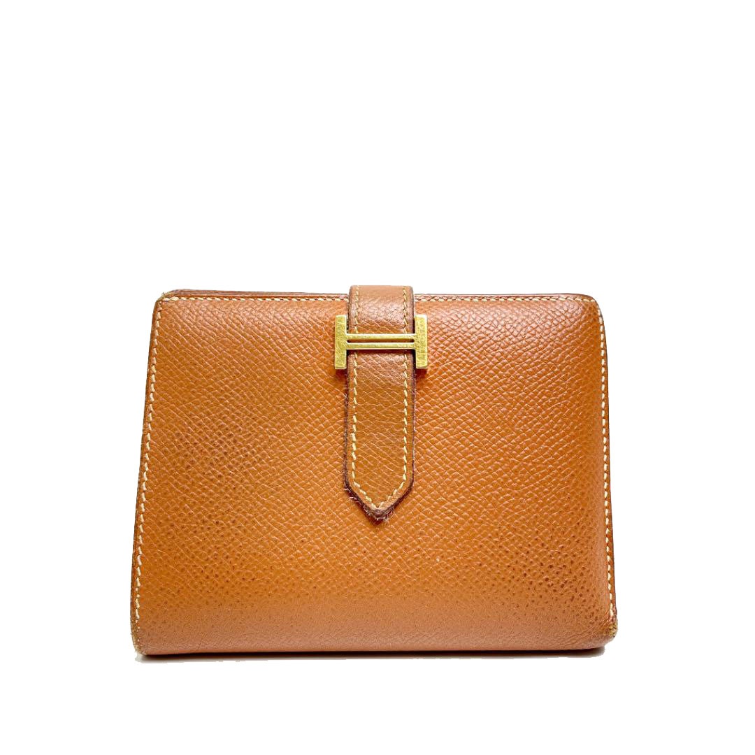 HERMES エルメス ベアンコンパクト コンパクトウォレット 財布 エプソン ゴールド ゴールド金具 □J刻印