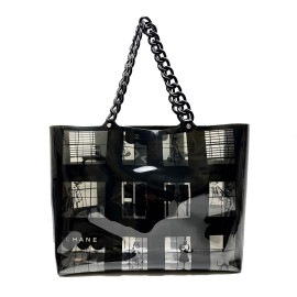 CHANEL シャネル ウィンドウズライン チェーントートバッグ ビニール ブラック クリア 8番台（2003年頃製造）