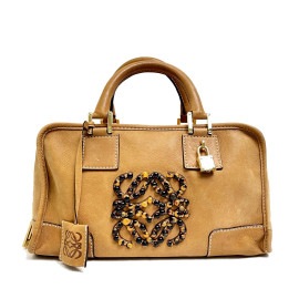 LOEWE ロエベ アマソナ28 ハンドバッグ レザーべっ甲モチーフ キャメル系