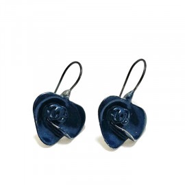 CHANEL シャネル フックピアス ココマーク メタリックネイビー 01A