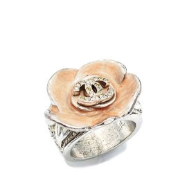 CHANEL シャネル リング 指輪 カメリア ココマーク ラインストーン シルバー ピンク 04P 約12号