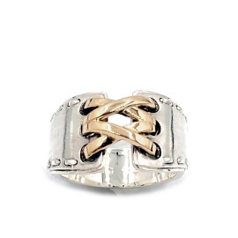 HERMES エルメス リング 指輪 メキシコ ダブル 750（K18） SV925 シルバー ゴールド 約11号