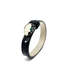BVLGARI ブルガリ セルペンティ フォーエバー ブレスレット リザードレザー ブラック ゴールド