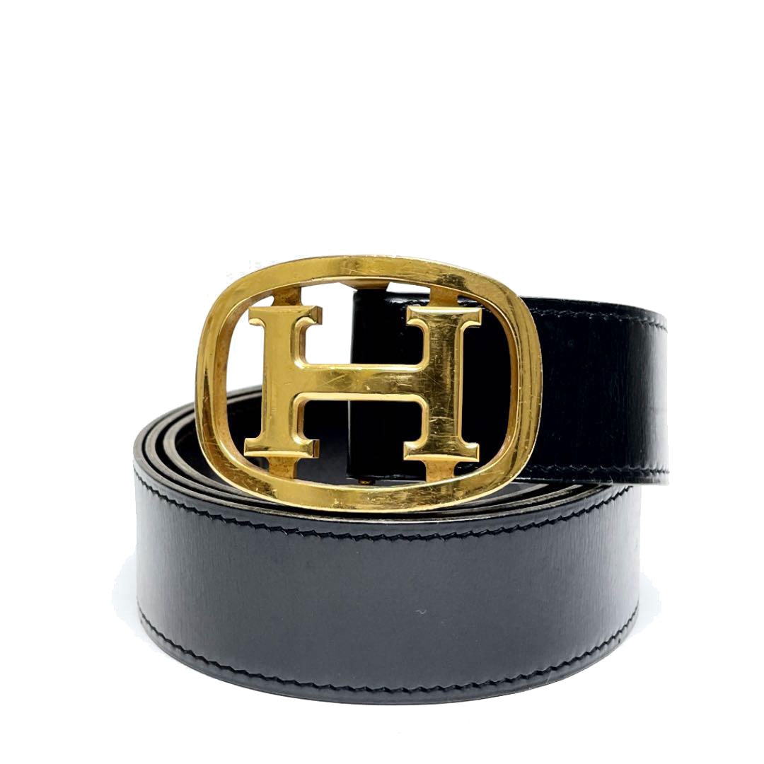 HERMES エルメス コンスタンス Hベルト レザー リバーシブル ブラック/ブラウン ゴールド金具 ヴィンテージ ○M刻印（1983年頃製造）
