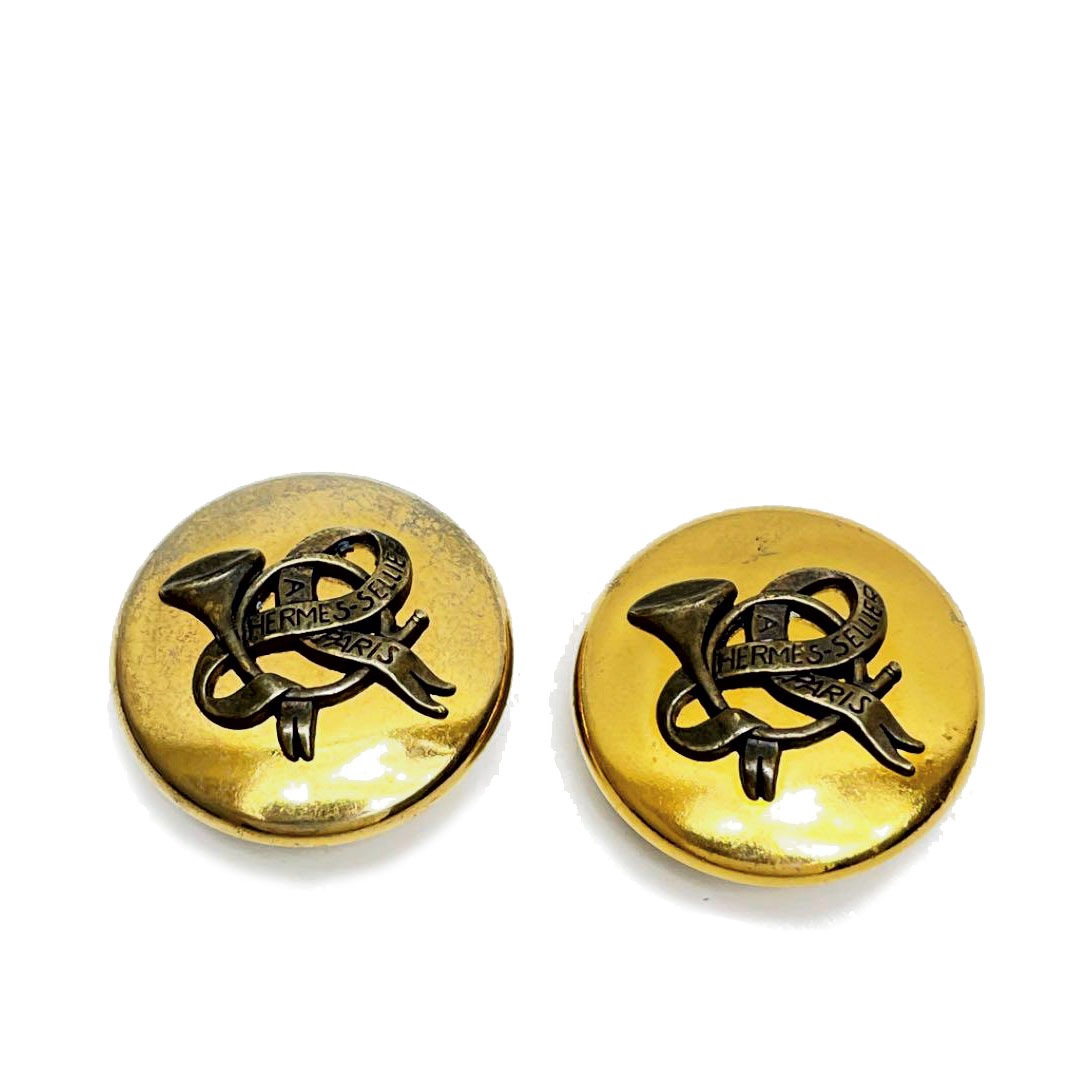 HERMES エルメス イヤリング ホルン ゴールド ヴィンテージ