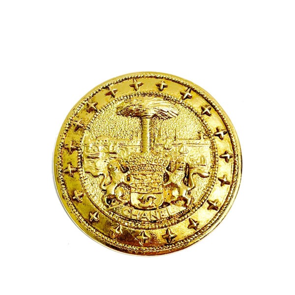 CHANEL シャネル ブローチ 1169 ラウンド ライオン ロゴ ココマーク ゴールド ヴィンテージ