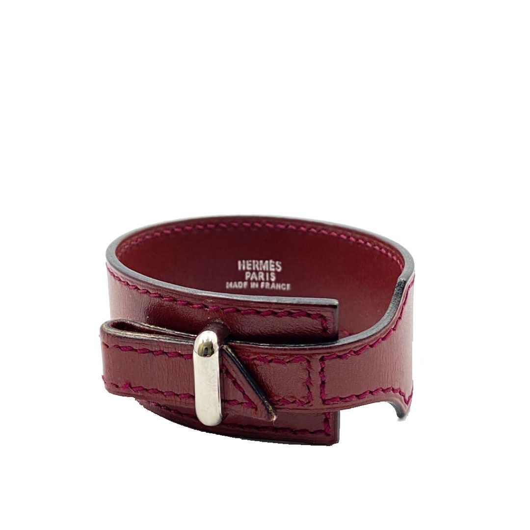 HERMES エルメス アルテミス レザー ブレスレット ・バングル ボルドー系 □D刻印（2000年頃製造）