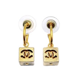 CHANEL シャネル フープピアス ココマーク スクエア ボックス マットゴールド 02A