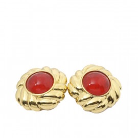 CHANEL シャネル イヤリング カラーストーン レッド ゴールド ヴィンテージ 2382