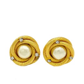 CHANEL シャネル イヤリング フェイクパール ラインストーン ゴールド ヴィンテージ