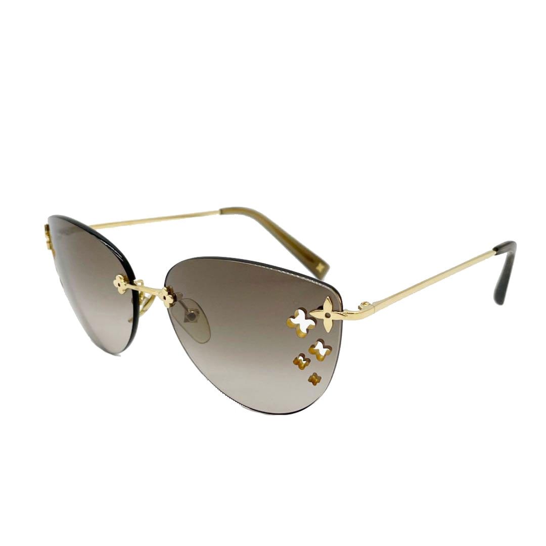 LOUIS VUITTON ルイヴィトン サングラス フラワー デスマヨ キャットアイ ゴールド ブラウン Z0051U