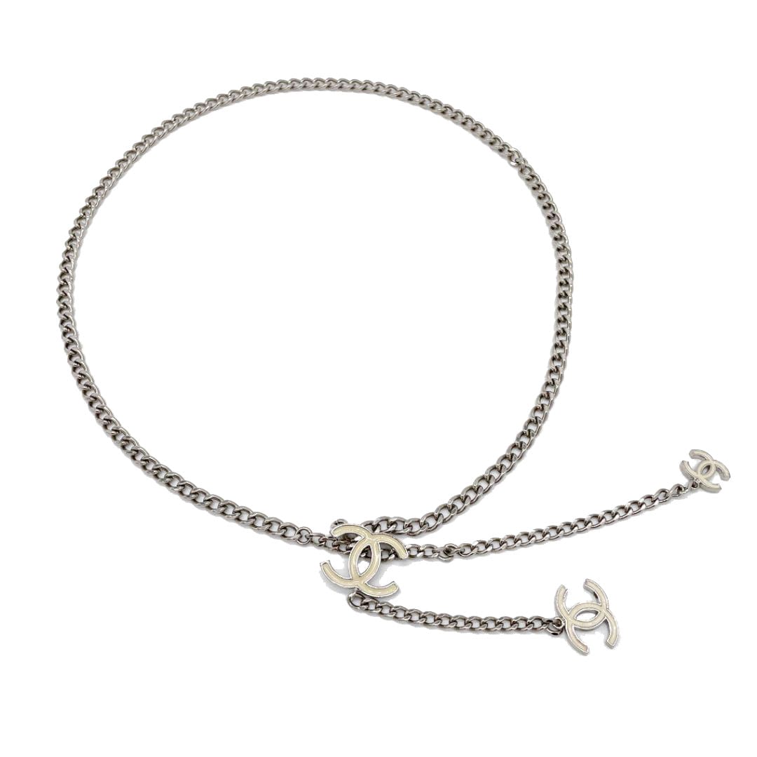 CHANEL シャネル チェーンベルト ココマーク シルバー アイボリー 04V レディース