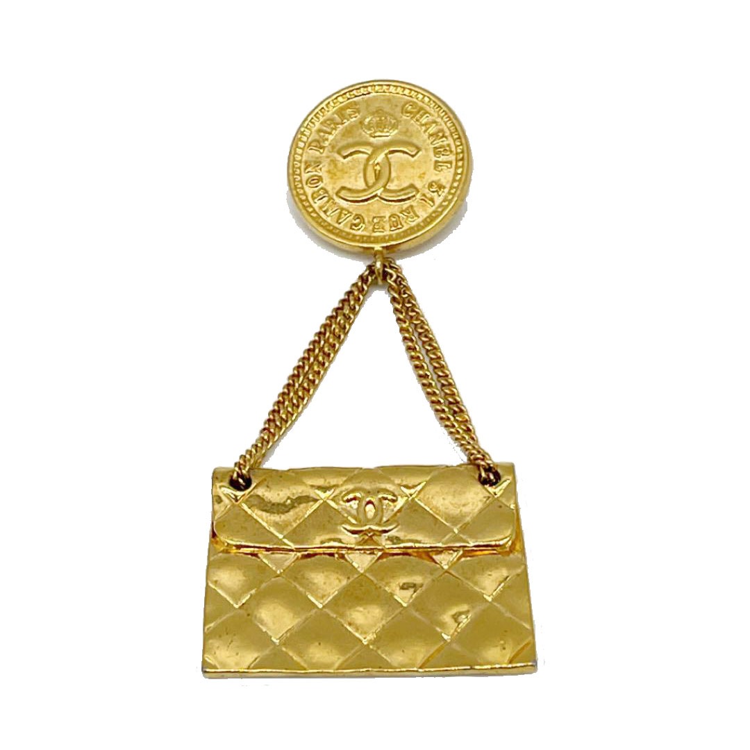 CHANEL シャネル ブローチ マトラッセ バッグモチーフ ゴールド 23（1988年頃製造） ヴィンテージ