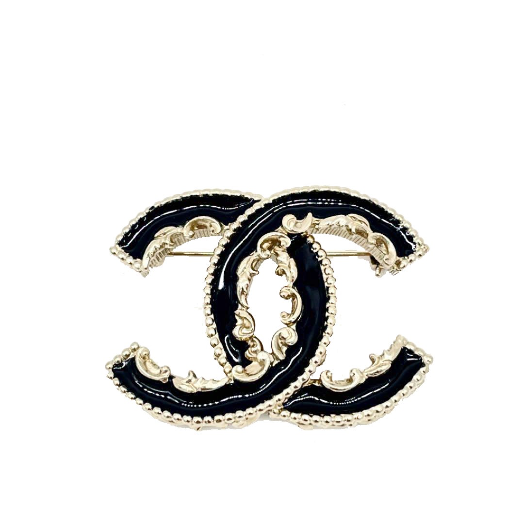 CHANEL シャネル ブローチ ココマーク ブラック ゴールド B13C