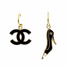 CHANEL シャネル ピアス パンプスモチーフ ココマーク ブラック ゴールド 02A