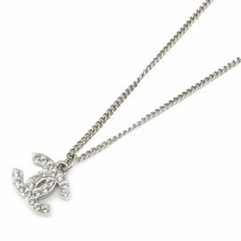 CHANEL シャネル ネックレス ラインストーン ココマーク シルバー F12W
