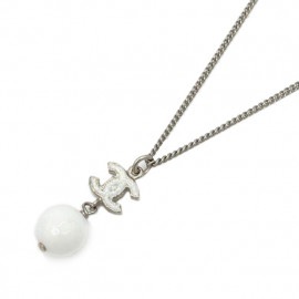 CHANEL シャネル ネックレス ボール ラメココマーク ホワイト シルバー B10A