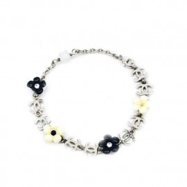 CHANEL シャネル チェーンブレスレット ココマーク カメリア フラワー シルバー 05P