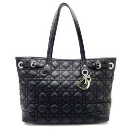 Christian Dior クリスチャンディオール トートバッグ カナージュ PVC レザー ブラック シルバー金具