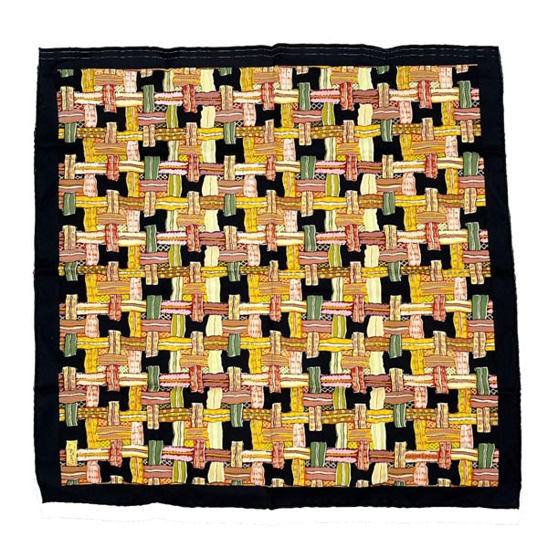 HERMES エルメス スカーフ カレ45 プチカレ リボン シルク ブラック マルチカラー