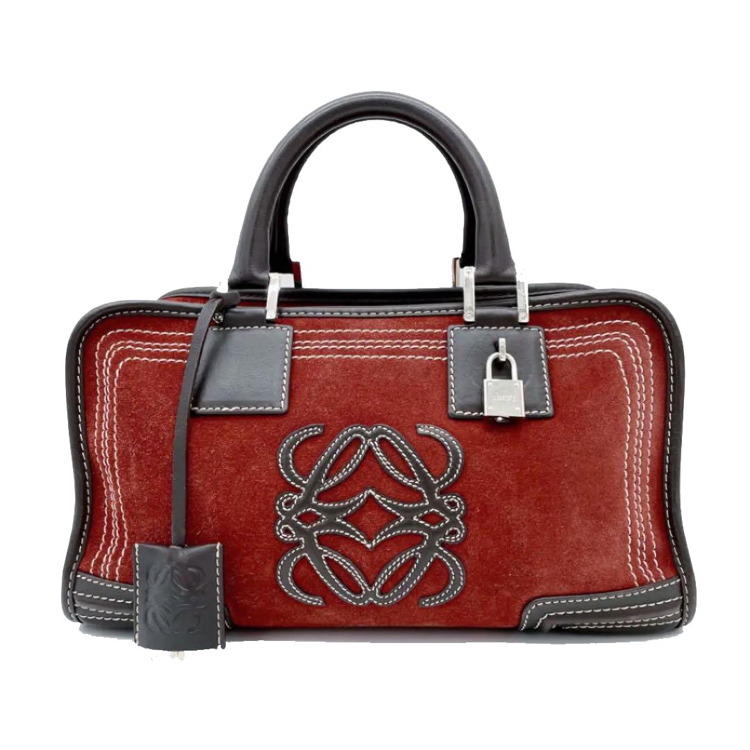 LOEWE ロエベ ハンドバッグ アマソナ28 スエード 赤茶系 ダークブラウン