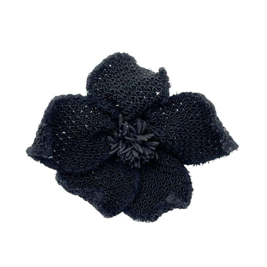 CHANEL シャネル コサージュ ブローチ カメリア ブラック ヴィンテージ