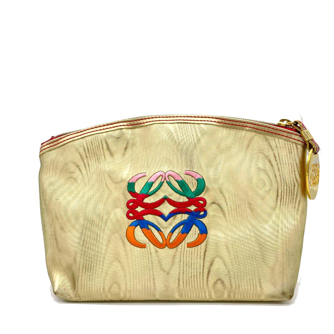 LOEWE ロエベ 化粧ポーチ アナグラム PVC ゴールド マルチカラー