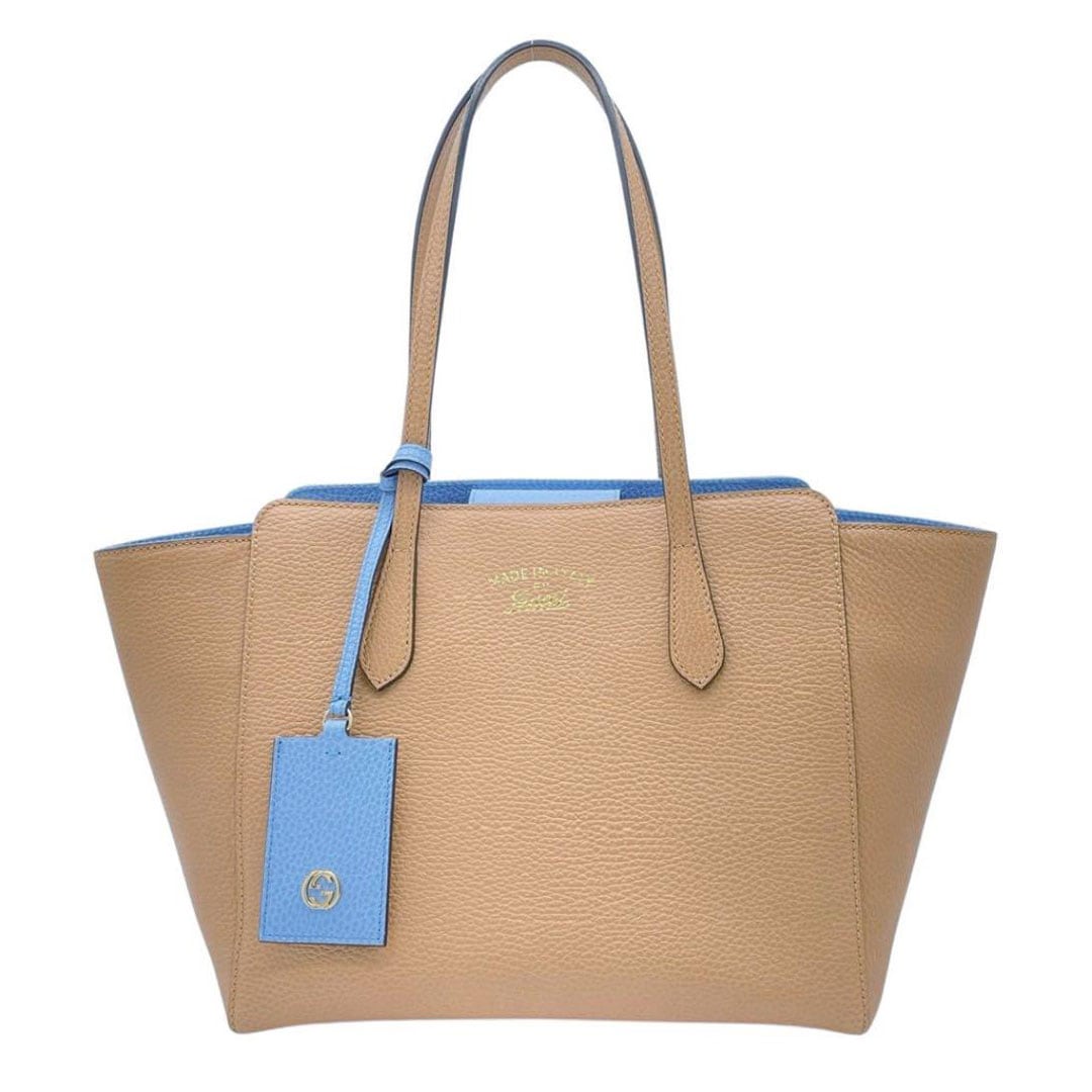 GUCCI グッチ トートバッグ スウィング レザー ベージュ ライトブルー 354408