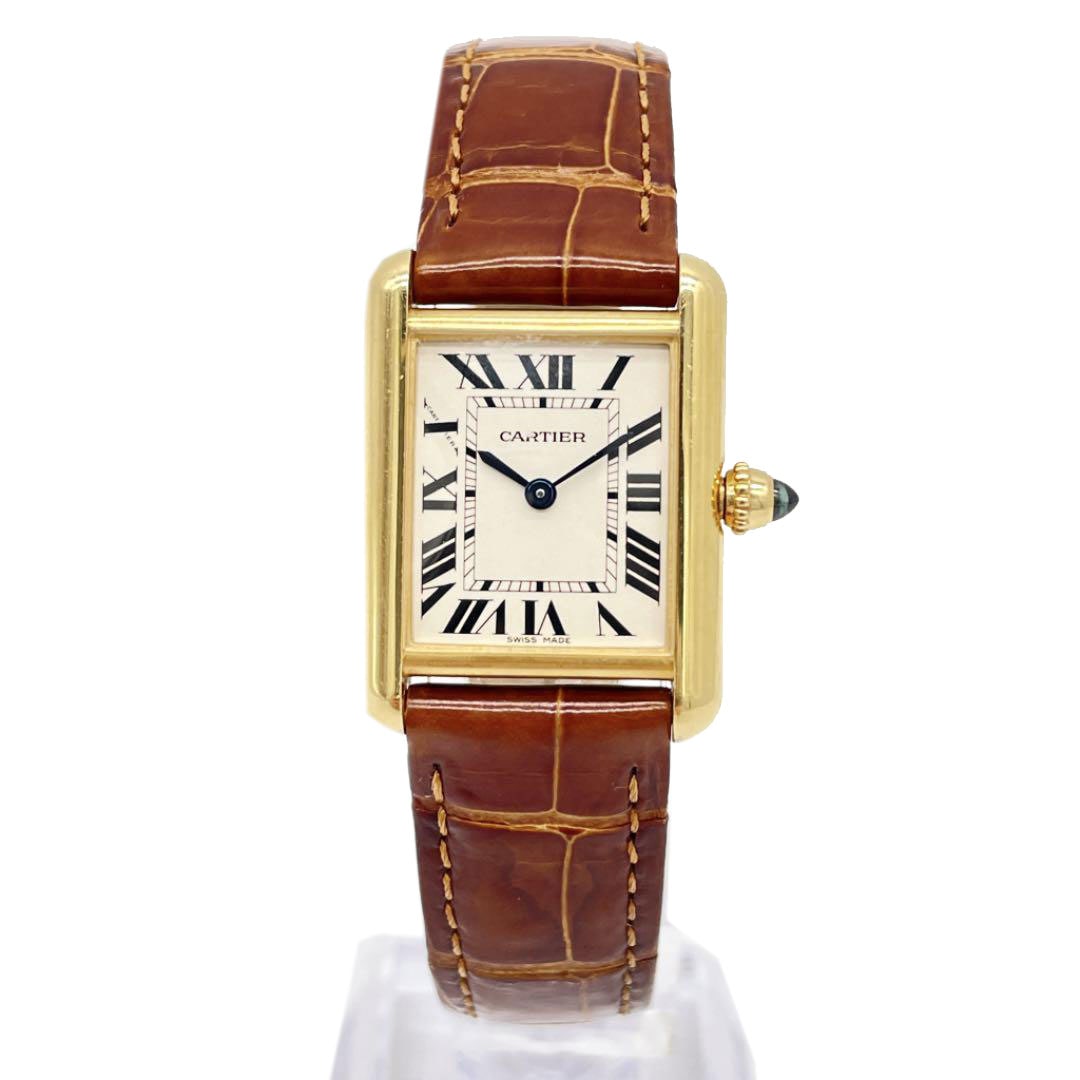 Cartier カルティエ レディースウォッチ 腕時計 タンクルイSM クオーツ 750 イエローゴールド アリゲーター W1529856