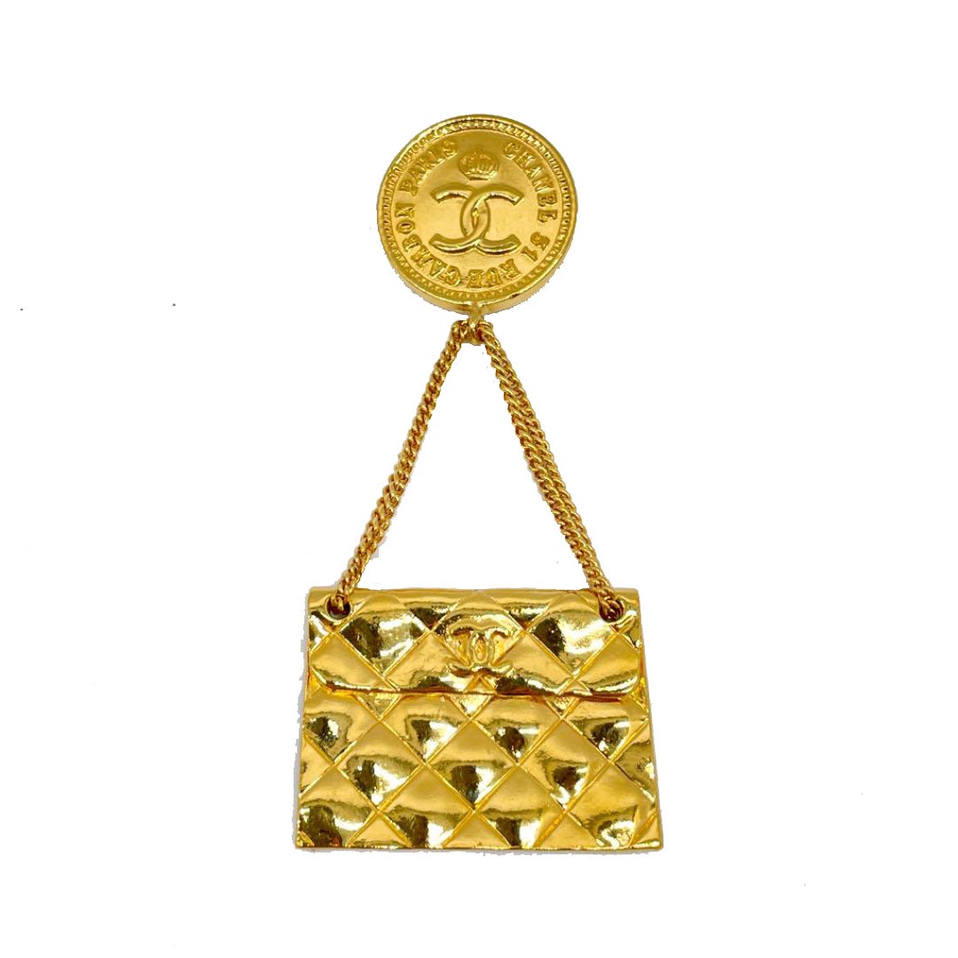 CHANEL シャネル ブローチ マトラッセ バッグモチーフ ゴールド ヴィンテージ