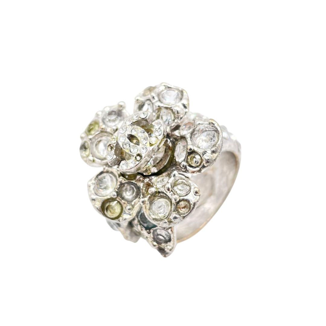 CHANEL シャネル リング 指輪 カメリア ココマーク ラインストーン シルバー 06V 約13号