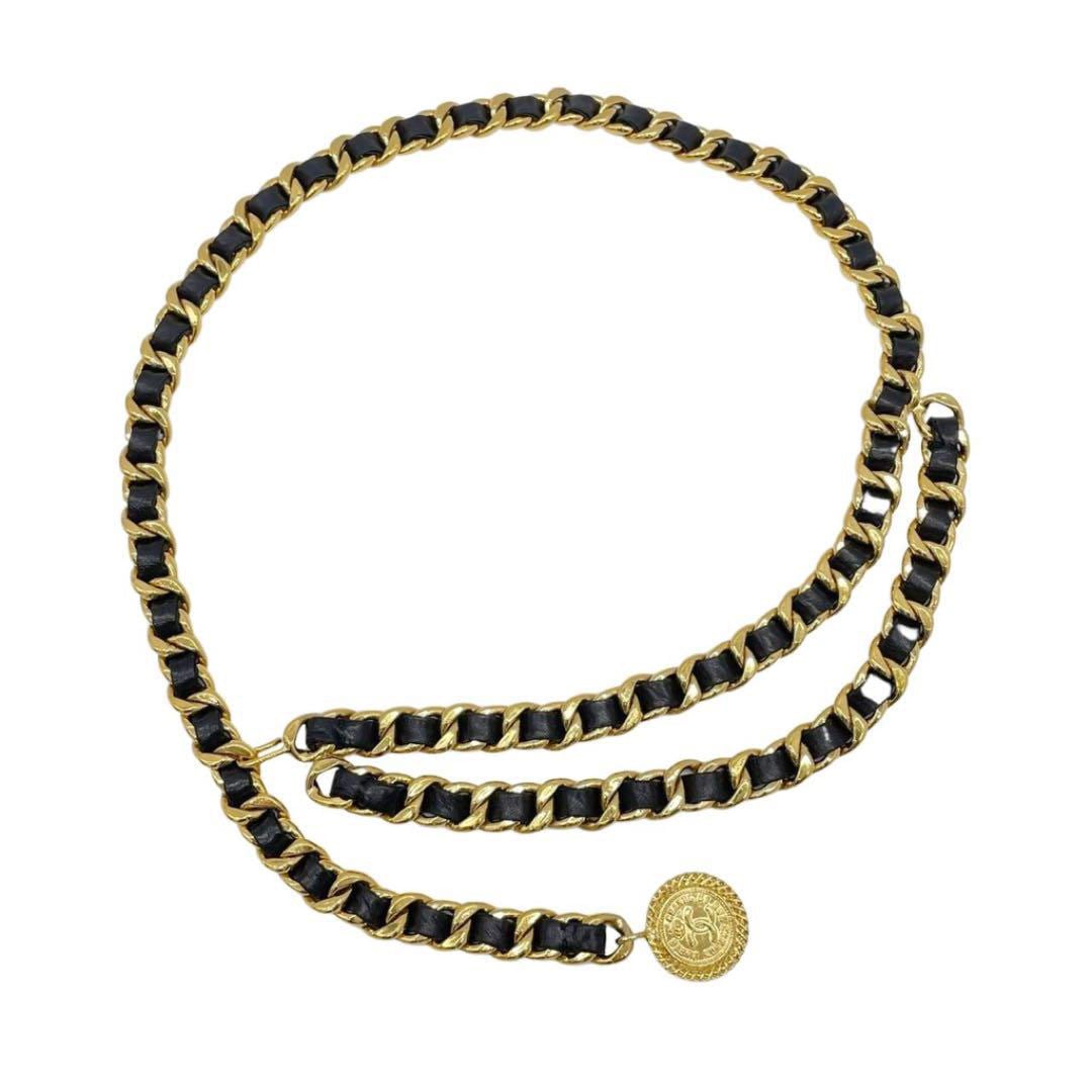 CHANEL シャネル チェーンベルト コイン レザー ゴールド ブラック ヴィンテージ