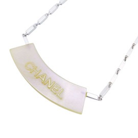 CHANEL シャネル チョーカーネックレス プレート シルバー パープル系 00C
