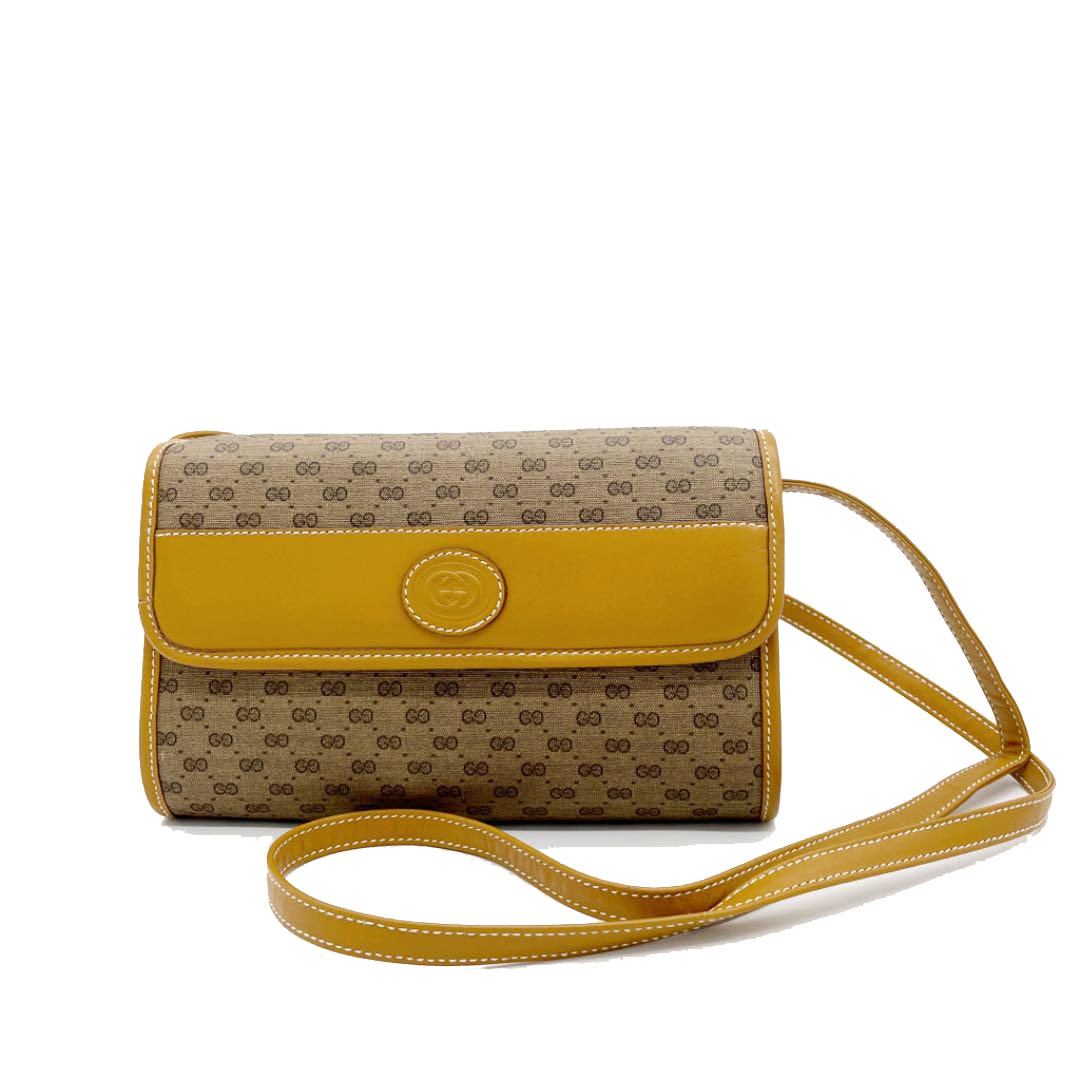 GUCCI グッチ オールドグッチ ショルダーバッグ マイクロGG PVC レザー ライトブラウン系