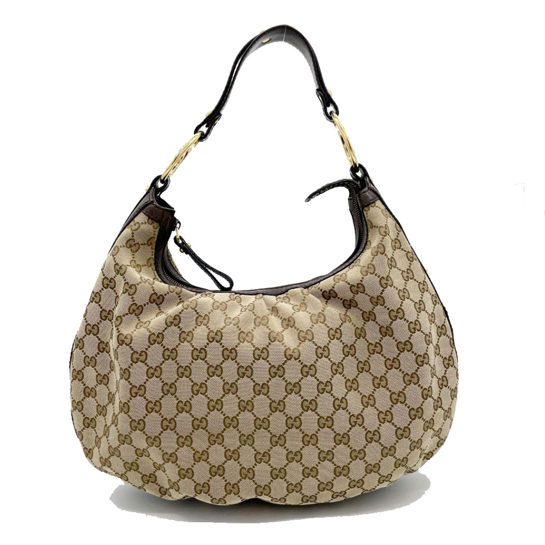 GUCCI グッチ ワンショルダーバッグ GGキャンバス レザー ベージュ ブラウン ブラック 223952