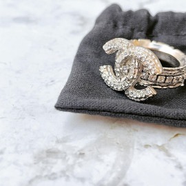CHANEL シャネル リング 指輪 ココマーク ラインストーン シルバー A11A 約13号