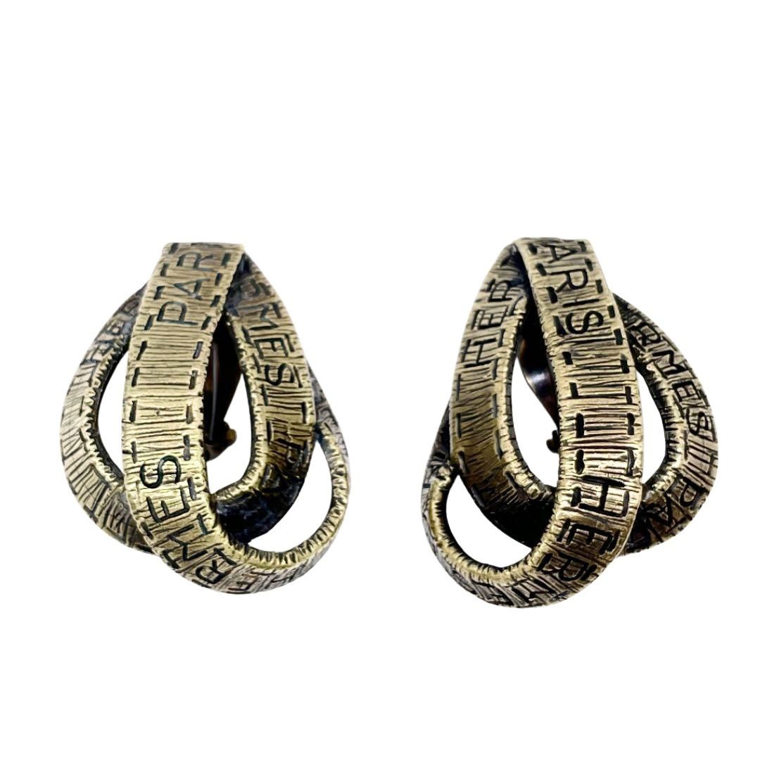 HERMES エルメス ビッグイヤリング リボンモチーフ ゴールド ヴィンテージ