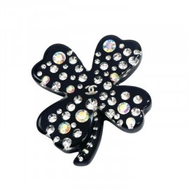 CHANEL シャネル ブローチ 四つ葉 クローバー ココマーク ラインストーン ブラック 05A