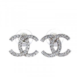 CHANEL シャネル ピアス ココマーク ラインストーン シルバー 02P