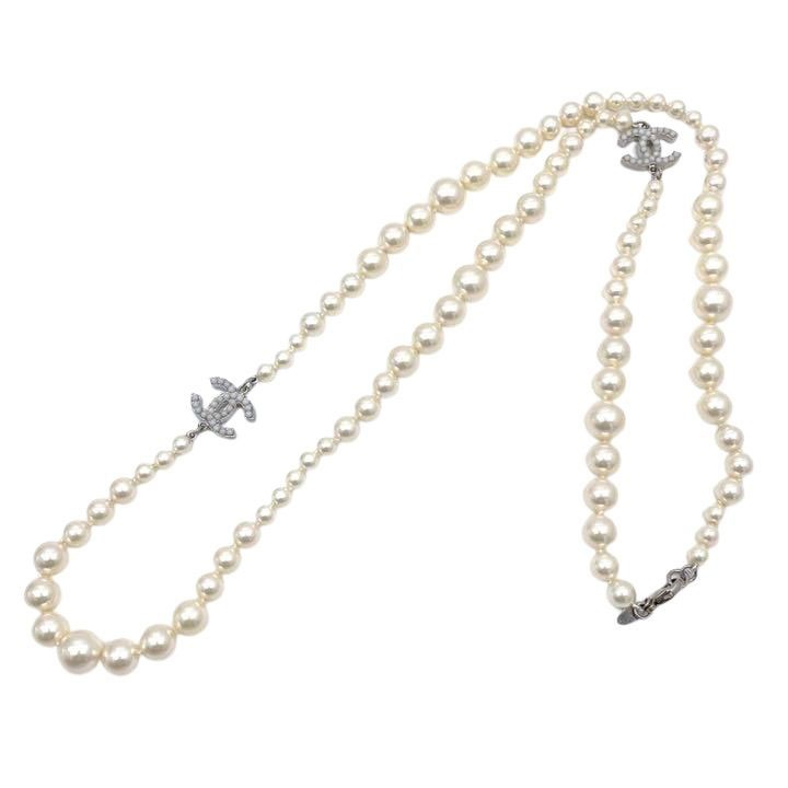 CHANEL シャネル ロングネックレス フェイクパール ココマーク A13V