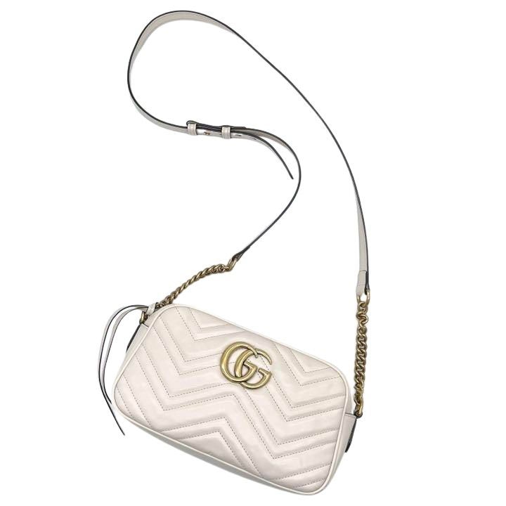 GUCCI グッチ GGマーモント スモールショルダーバッグ レザー ホワイト 447632