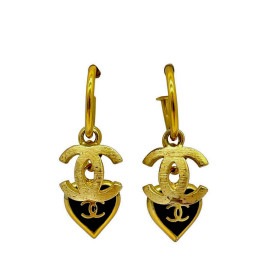 CHANEL シャネル フープピアス ココマーク ハート ゴールド ブラック 02P