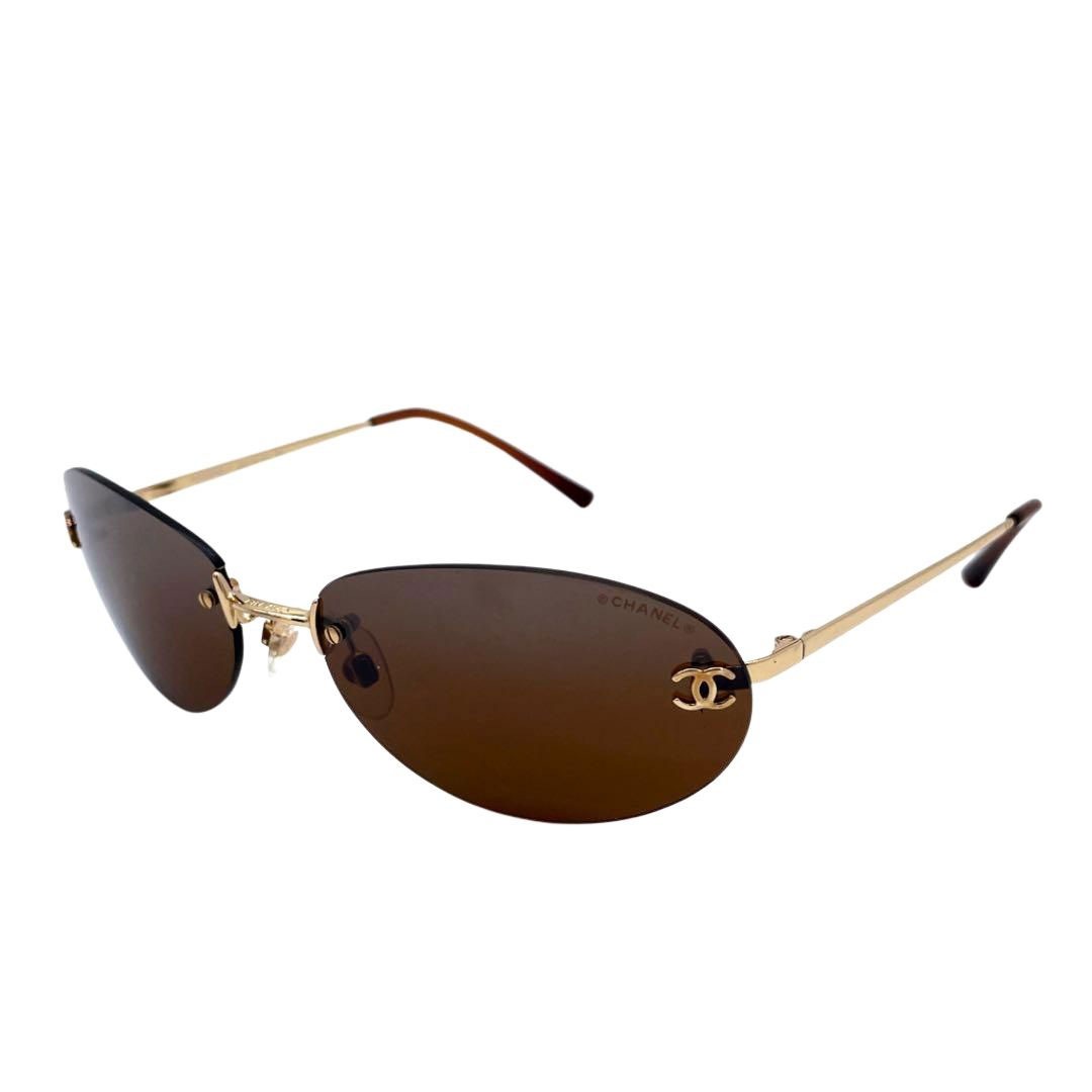 CHANEL シャネル サングラス ココマーク メタルフレーム ブラウン ゴールド 4013