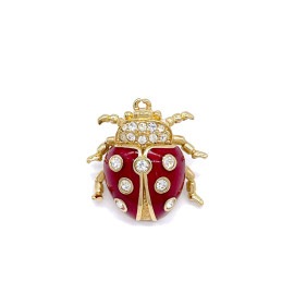 Christian Dior クリスチャン・ディオール ピンブローチ てんとう虫 ラインストーン ゴールド レッド