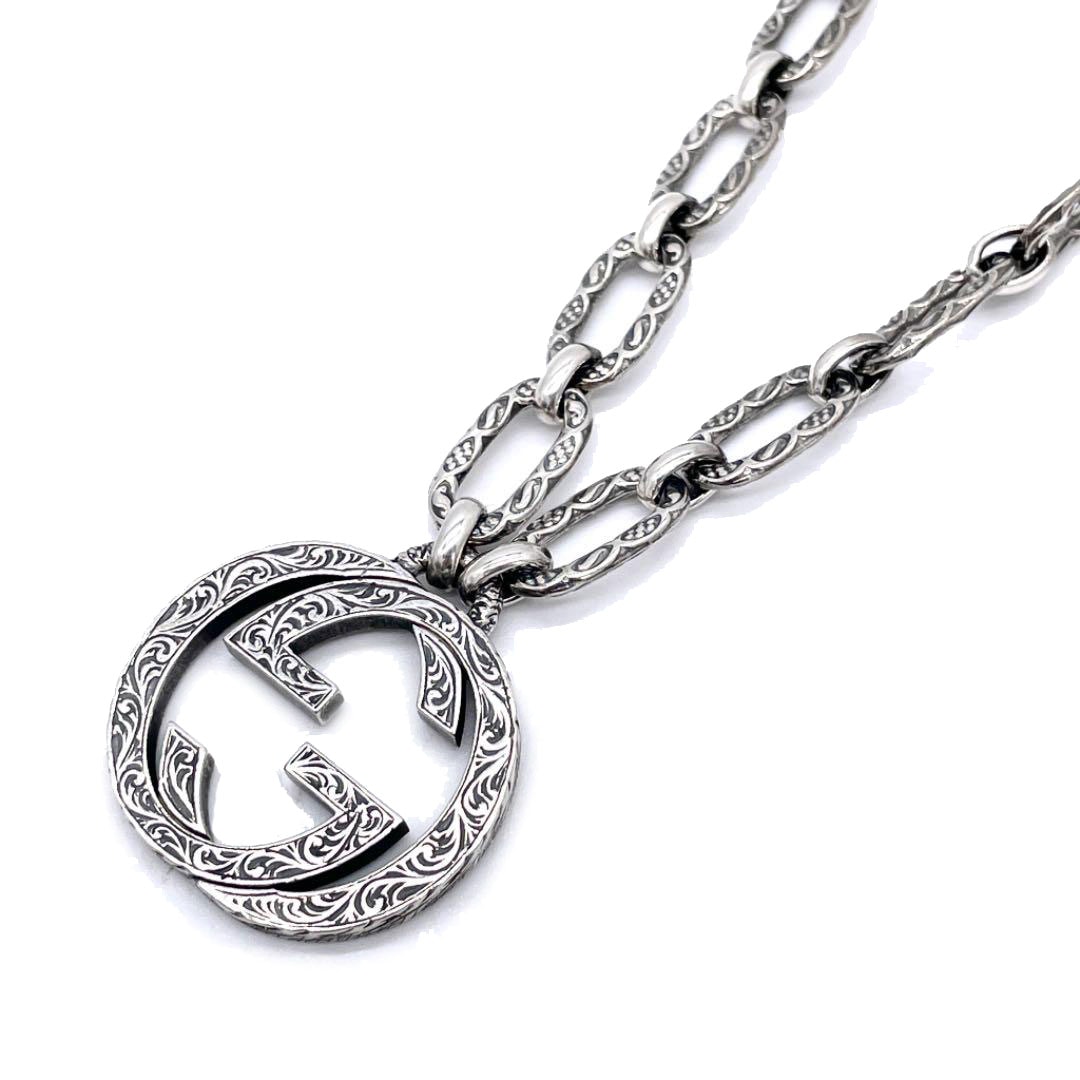 GUCCI グッチ ネックレス インターロッキングG ラージチェーン ペンダント Ag925 シルバー メンズ 524890 J8400 0811