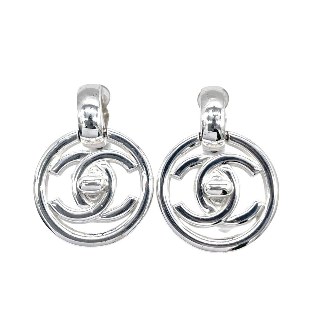 CHANEL シャネル スイングイヤリング ココマーク ターンロック シルバー  97P ヴィンテージ