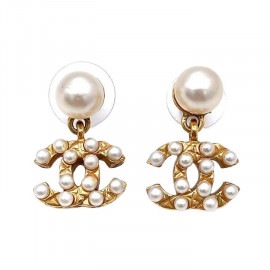CHANEL シャネル スイングピアス ココマーク フェイクパール ゴールド 03A