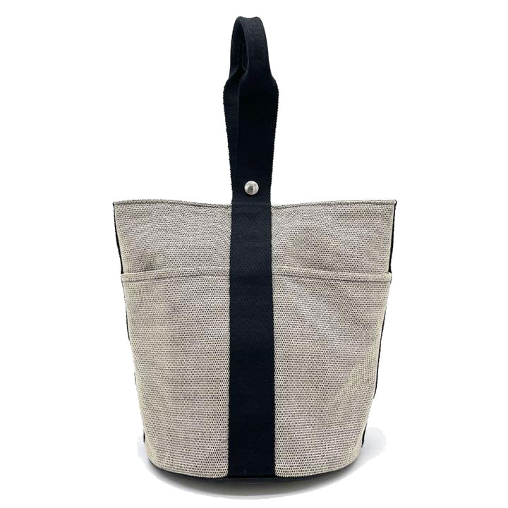 HERMES エルメス ハンドバッグ サクソーMM トワルアッシュ キャンバス グレー系 ブラック