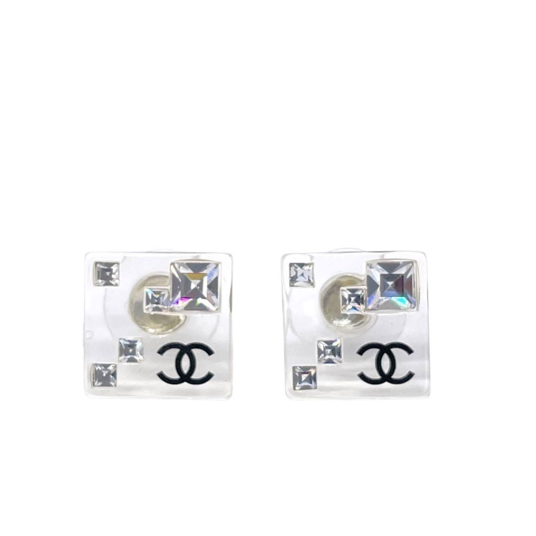 CHANEL シャネル スクエアピアス ココマーク クリア 05A