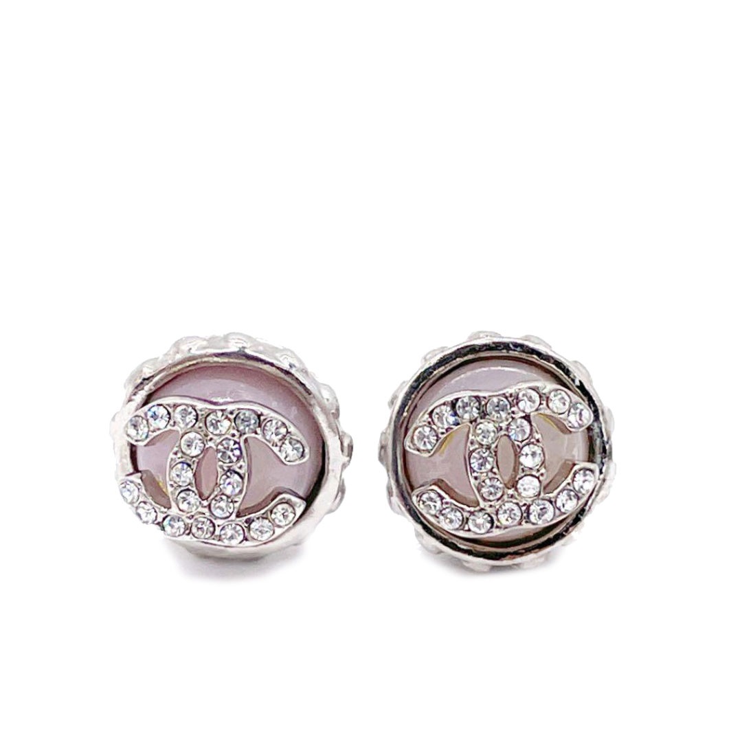 CHANEL シャネル ピアス ココマーク ラインストーン シルバー ライトパープル 02C